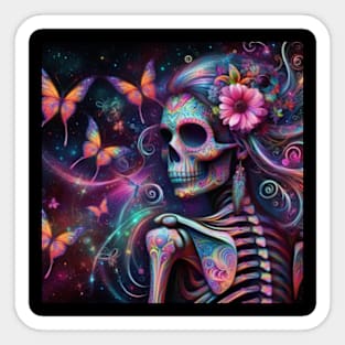 Psychedelic Skeleton Butterflies Sticker